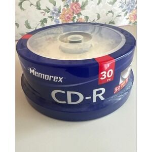 Memorex 30 Pack CD-R 52x 700MB 80 Min Blank Recordable Medi Cakebox New